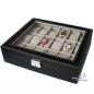 Preview: Uhrenkasten Uhrenbox Schmuckkasten Glasdeckel Leder Look mit 18 Uhenkissen