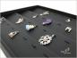 Preview: Vorlagebrett Schmuckkasten Schmucklade Schmuckdisplay Schaukasten mit 36 Haken schräg  kompl. Kunstleder schwarz