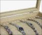 Preview: Schmuckkasten Schmucklade Schaukasten Schmuckdisplay Glasdeckel für Ketten Armband Uhr Halsketten Jute Look