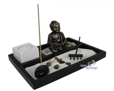 Zen - Garten mit Buddhafigur mit Kerzen Rauchstab Nr: YH-10