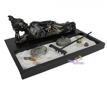 Zen - Garten mit Buddhafigur mit Dekokerzen Sand Nr:YH-30