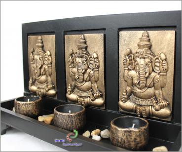 3D Effekt Deko Teelichthalter Fengshui drei Ganesha Nr:GH240