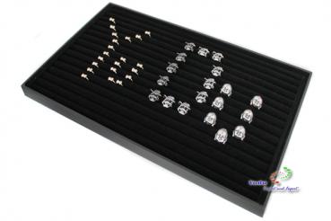XXL  Vorlagebrett Schmuckkasten Schmucklade Schmuckdisplay Schaukasten für Ringe schwarz 60cm lang