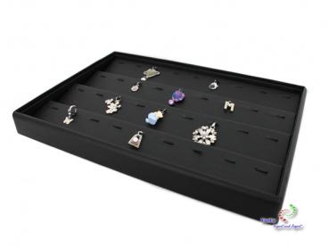 Vorlagebrett Schmuckkasten Schmucklade Schmuckdisplay Schaukasten mit 36 Haken schräg  kompl. Kunstleder schwarz