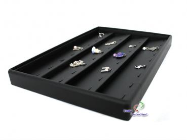 Vorlagebrett Schmuckkasten Schmucklade Schmuckdisplay Schaukasten mit 36 Haken schräg  kompl. Kunstleder schwarz
