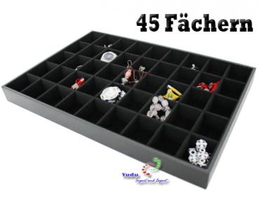 Vorlagebrett Schmuckkasten Schmucklade Schmuckdisplay Schaukasten mit 45 Fächer schwarz