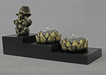 Ganesha Figur auf Podest Teelichthalter Zen-Garten  Nr:YD-300 