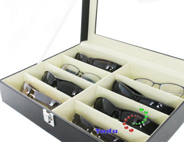 Brillenkoffer Brillendisplay Brillenständer für 8 Brillen Kunstleder SKW95