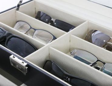 Brillenkoffer Brillendisplay Brillenständer für 12 Brillen Kunstleder SKW78