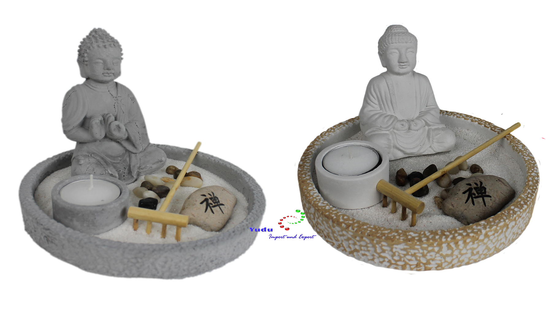 Zen Garten mit Buddhafigur mit Kerzen Räucherstäbchen Nr YD-50 