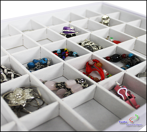 Schmuckkasten Mit 36 Fächern - Graue Samtschaukasten | Vorlagebrett Für Schmuckdisplay