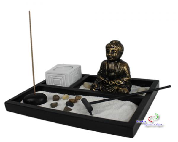 Zen - Garten mit Buddhafigur mit Kerzen Rauchstab Nr: YH-10