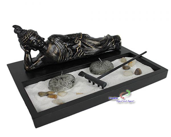 Zen - Garten mit Buddhafigur mit Dekokerzen Sand Nr:YH-30