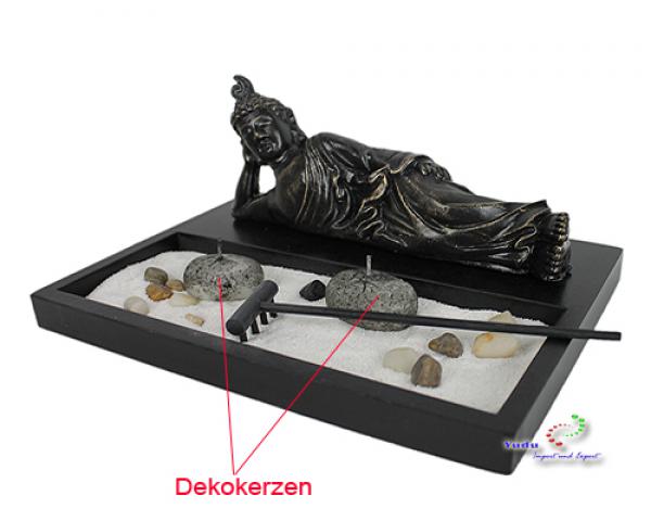 Zen - Garten mit Buddhafigur mit Dekokerzen Sand Nr:YH-30