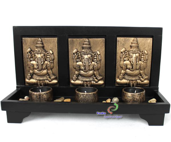 3D Effekt Deko Teelichthalter Fengshui drei Ganesha Nr:GH240