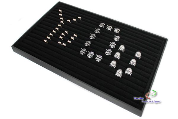 XXL  Vorlagebrett Schmuckkasten Schmucklade Schmuckdisplay Schaukasten für Ringe schwarz 60cm lang