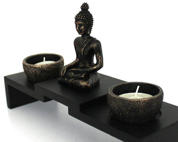 Deko Buddha auf Podest Teelichthalter Zen-Garten Nr:YD-41