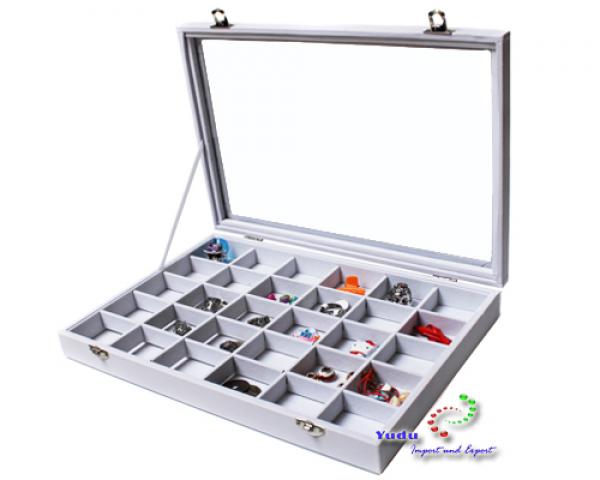 Schmuckkasten Mit Glasdeckel - 45 Fächer Weiß Für Ordnung & Präsentation