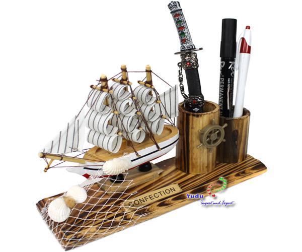 Segelschiff mit Stifthalter Schreibtischorganizer Schreibtischständer Maritim