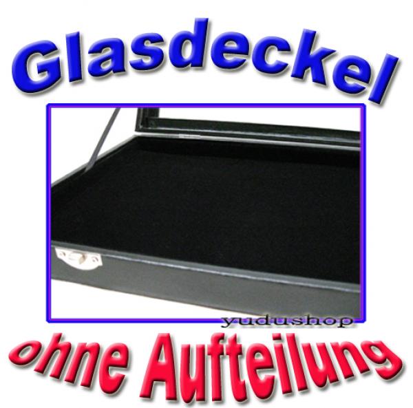 Mehrzweckkasten Schmuckkasten Schmucklade Schaukasten Schmucktablett mit Glasdeckel ohne Aufteilung schwarz