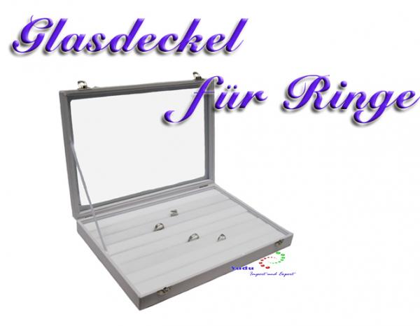 Schmuckkasten Schmucklade Schaukasten Schmuckdisplay mit Glasdeckel für Ringe weiss