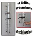 Alu Säule Brillenwandhalter Brillenständer für 14 Brillen abschliessbar 121cm