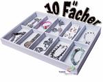 Vorlagebrett Schmuckkasten Schmucklade Schmuckdisplay Schaukasten mit 10 Fächern weiss